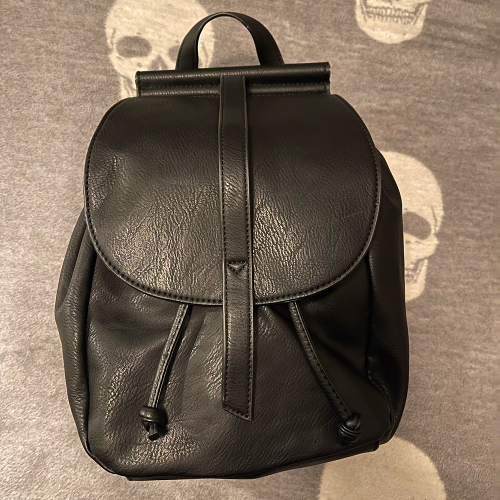 Black Vegan Leather Backpack